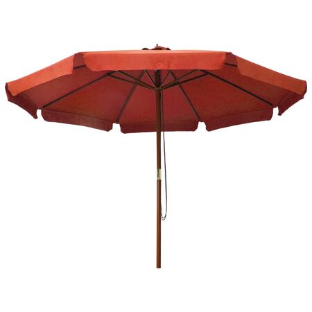  Umbrelă de soare de exterior, stâlp lemn, cărămiziu, 330 cm