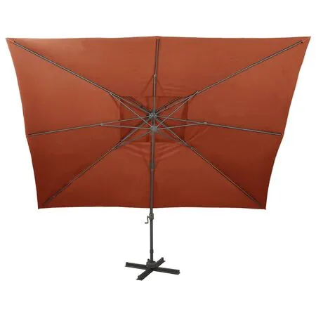  Umbrelă în consolă cu înveliș dublu, cărămiziu, 400x300 cm