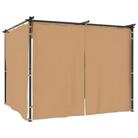  Pavilion cu draperii, gri taupe, 3 x 3 m, oțel