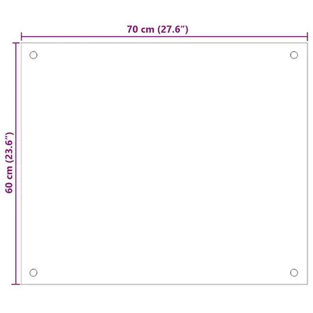  Panou antistropi de bucătărie, alb, 70x60 cm, sticlă securizată
