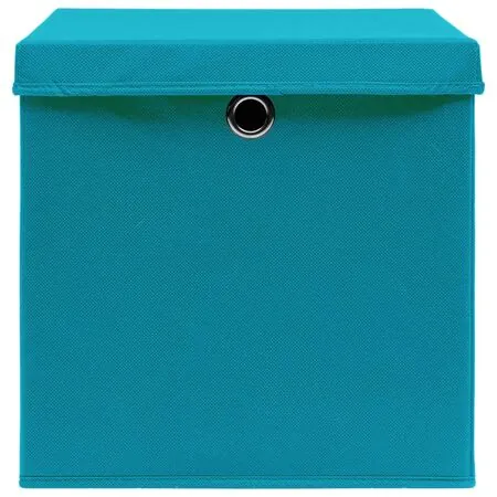   Cutii depozitare cu capace 4 buc. albastru, 32x32x32 cm, textil