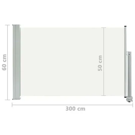  Copertină laterală retractabilă de terasă, crem, 60 x 300 cm