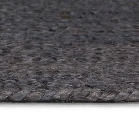  Covor manual, gri închis, 120 cm, iută, rotund