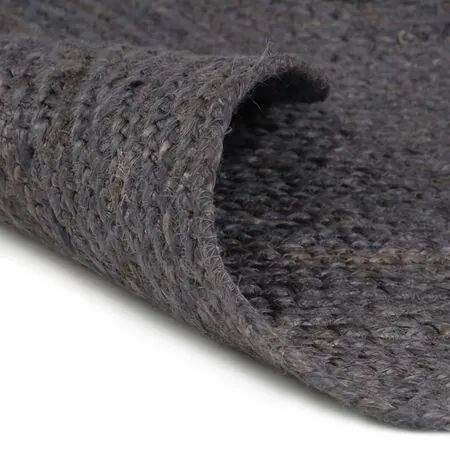  Covor manual, gri închis, 120 cm, iută, rotund