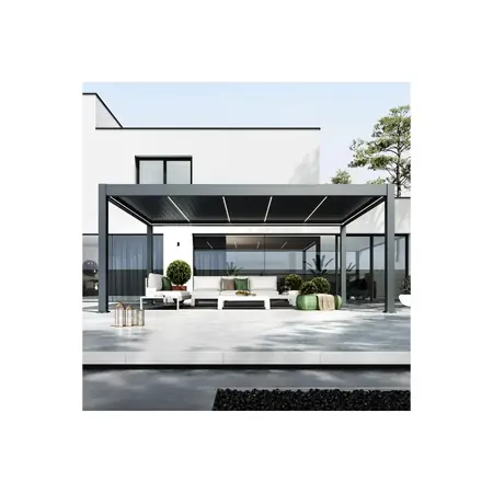 Pergolă bioclimatică din aluminiu Prestige, 4 × 6 m, motorizată, cu iluminare LED