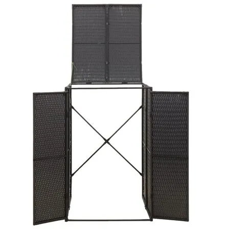 Magazie de pubelă cu roți, negru, 70x80x117 cm, poliratan