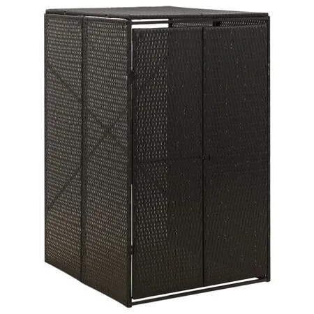 Magazie de pubelă cu roți, negru, 70x80x117 cm, poliratan