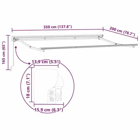 Cadru de copertină Crem 350 x 200 cm Poliester cu Acoperire PU