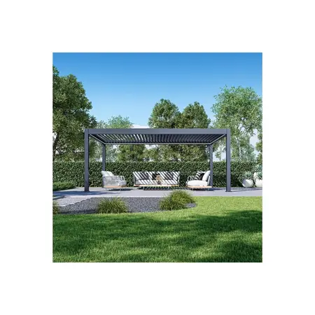 Pergolă bioclimatică din aluminiu Prestige, 4 × 6 m, motorizată, cu iluminare LED
