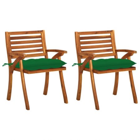 Set 2 bucati scaune de masa de gradina cu perne, verde