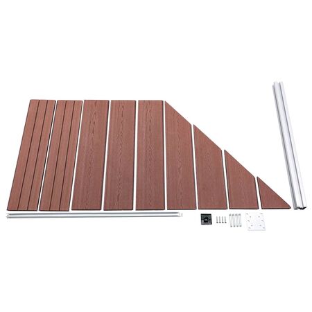  Set panouri gard, 10 pătrate + 1 oblic, maro, 1830x186 cm, WPC