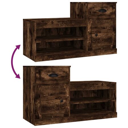  Pantofar, stejar fumuriu, 100x42x60 cm, lemn prelucrat