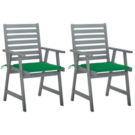 Set 2 bucati scaune de masa exterior cu perne, verde