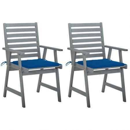 Set 2 bucati scaune de masa exterior cu perne, albastru regal