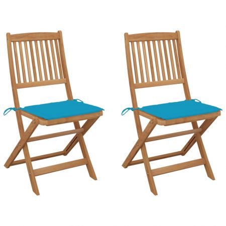 Set 2 bucati scaune gradina pliabile cu perne, albastru
