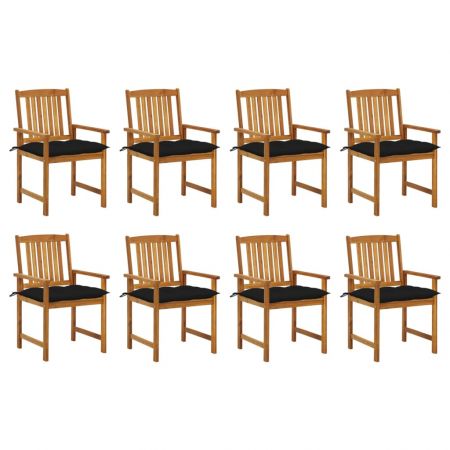 Set 8 bucati scaune gradina cu perne, negru
