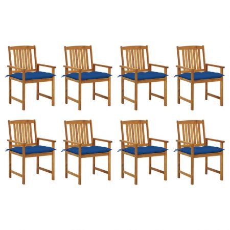 Set 8 bucati scaune gradina cu perne, albastru regal