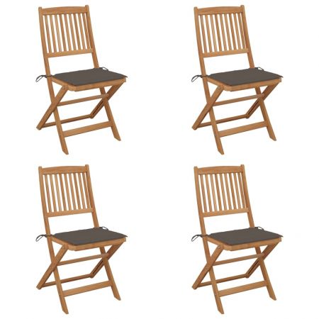 Set 4 bucati scaune gradina pliabile cu perne, gri taupe