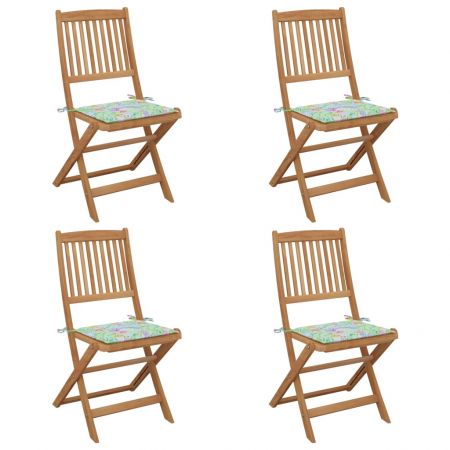 Set 4 bucati scaune gradina pliabile cu perne, multicolor