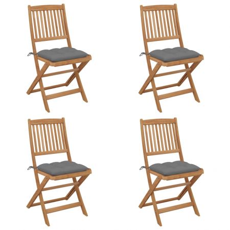 Set 4 bucati scaune gradina pliabile cu perne, gri