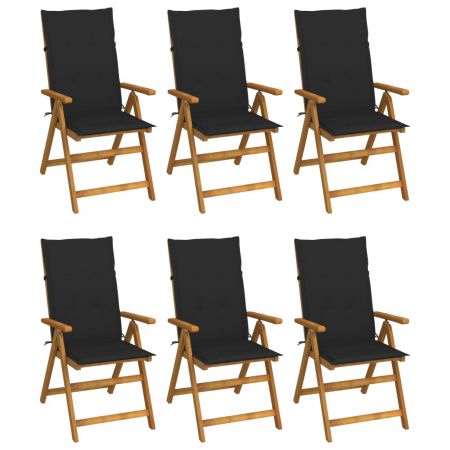 Set 6 bucati scaune gradina pliabile cu perne, negru