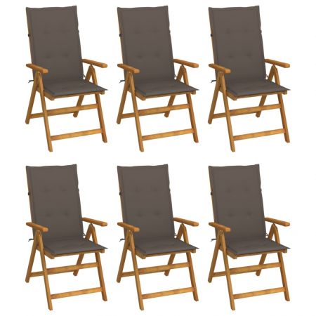 Set 6 bucati scaune gradina pliabile cu perne, gri taupe