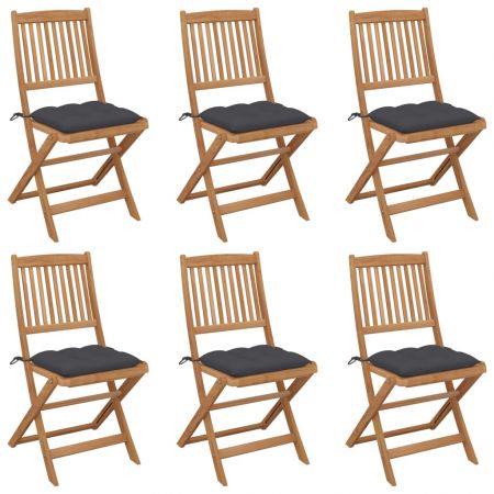 Set 6 bucati scaune gradina pliabile cu perne, antracit