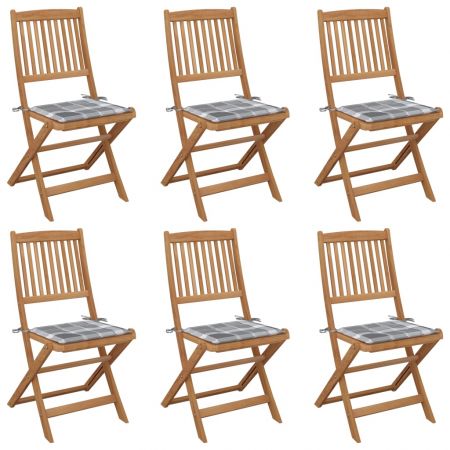 Set 6 bucati scaune gradina pliabile cu perne, gri cu model
