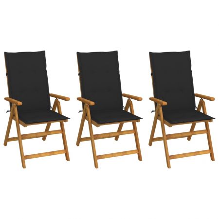 Set 3 bucati scaune gradina pliabile, negru