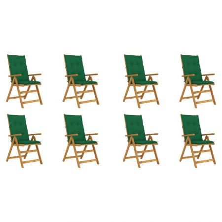 Set 8 bucati scaune gradina pliabile cu perne, verde