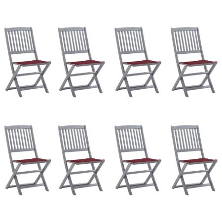 Set 8 bucati scaune pliabile de exterior cu perne, bordo