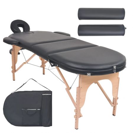 Masa masaj pliabila, negru, 92 x 90 x 87 cm