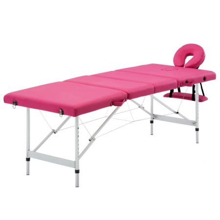 Masa de masaj pliabila cu 4 zone, roz, 191 x 70 x 81 cm