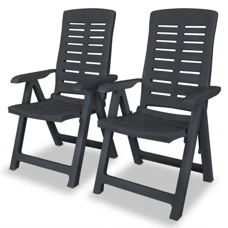  Scaune de grădină rabatabile, 2 buc., antracit, plastic