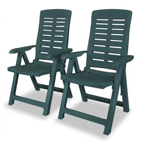  Scaune de grădină rabatabile, 2 buc., verde, plastic