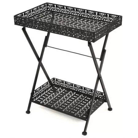  Măsuță de ceai pliabilă stil vintage negru 58x35x72 cm metal