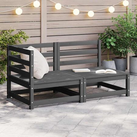  Set mobilier de grădină, 2 piese, gri, lemn masiv de pin