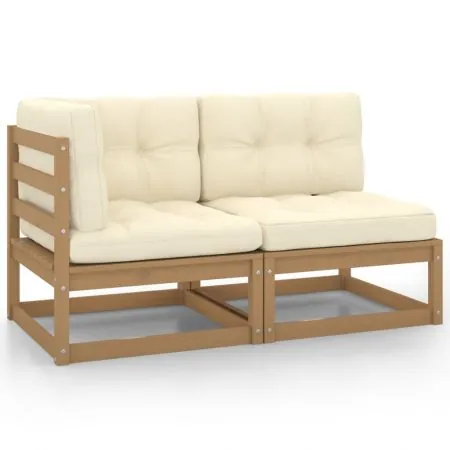  Set mobilier grădină&perne 2 piese, maro miere lemn masiv pin