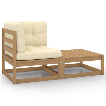  Set mobilier grădină&perne 2 piese, maro miere lemn masiv pin