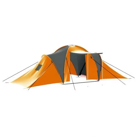 Cort camping, gri si portocaliu, 385 x 170 cm