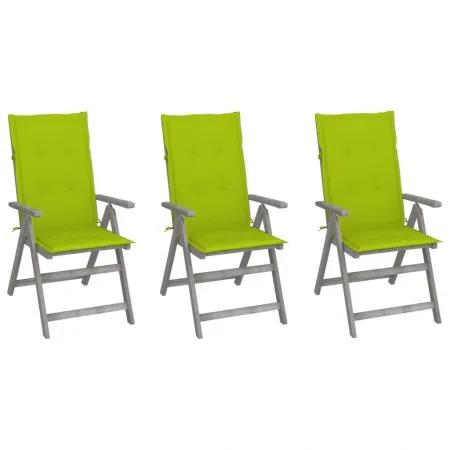 Set 3 bucati scaune gradina rabatabile, verde deschis