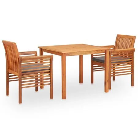  Set mobilier de exterior cu perne 3 piese, lemn masiv de acacia