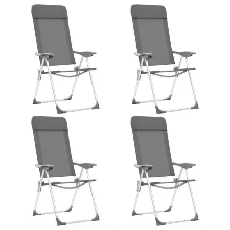  Scaune de camping pliante, 4 buc., gri, aluminiu