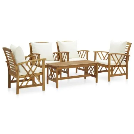  Set mobilier de grădină cu perne, 5 piese, lemn masiv de acacia