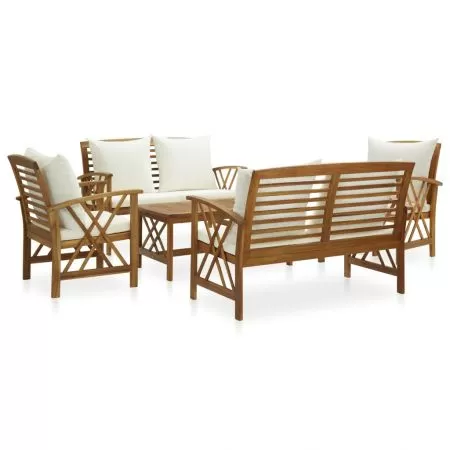  Set mobilier grădină cu perne, 5 piese, lemn masiv de acacia