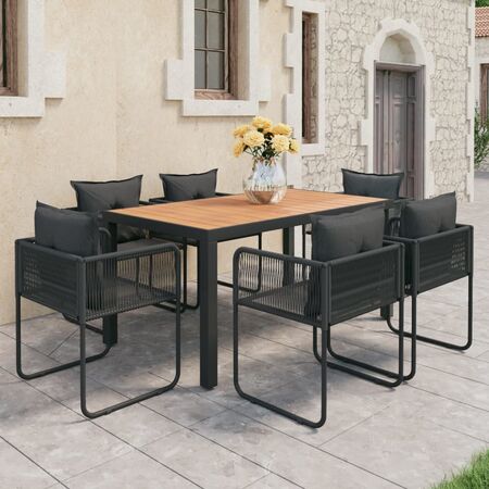  Set mobilier masă de grădină, 7 piese, negru și maro, ratan PVC