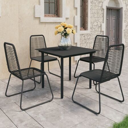  Set mobilier de grădină, 5 piese, negru, ratan PVC