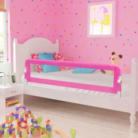 Balustrada de siguranta pentru pat de copil, roz, 150 x 42 cm