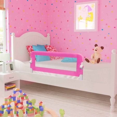 Set 2 bucati balustrada de pat protectie copii, roz, 102 x 42 cm