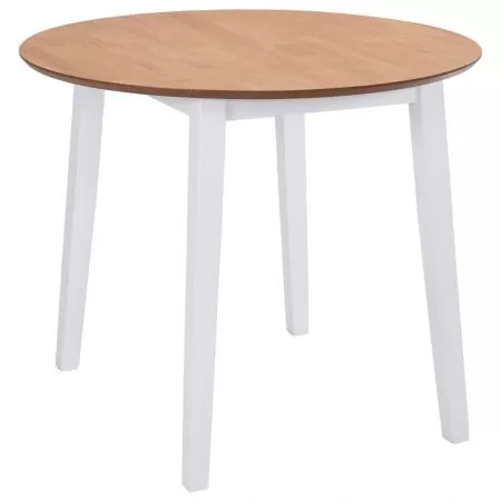  Masă de bucătărie extensibilă, rotund, MDF, alb
